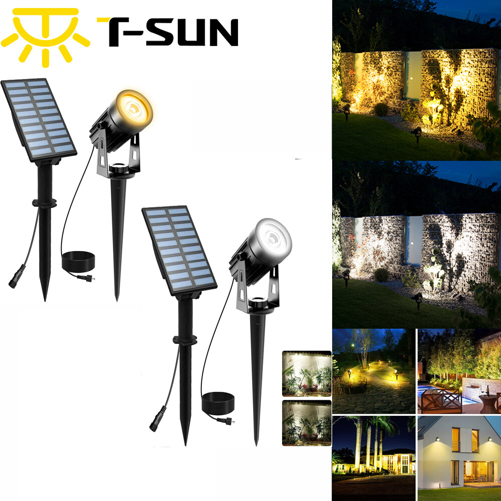 T-SUN Solar Landscape Spotlight Spot Lights IP65 Waterproof Garden Driveway Path