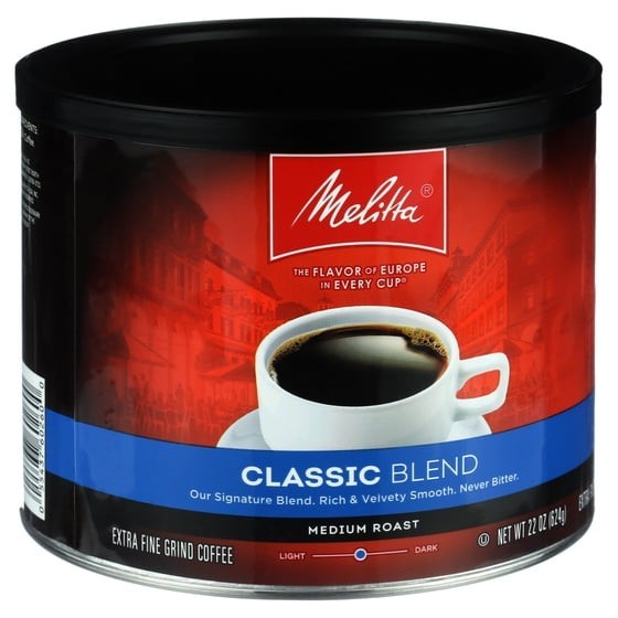 Melitta Classic Roast Caffeinated Canned Coffee, 22oz Can NEW