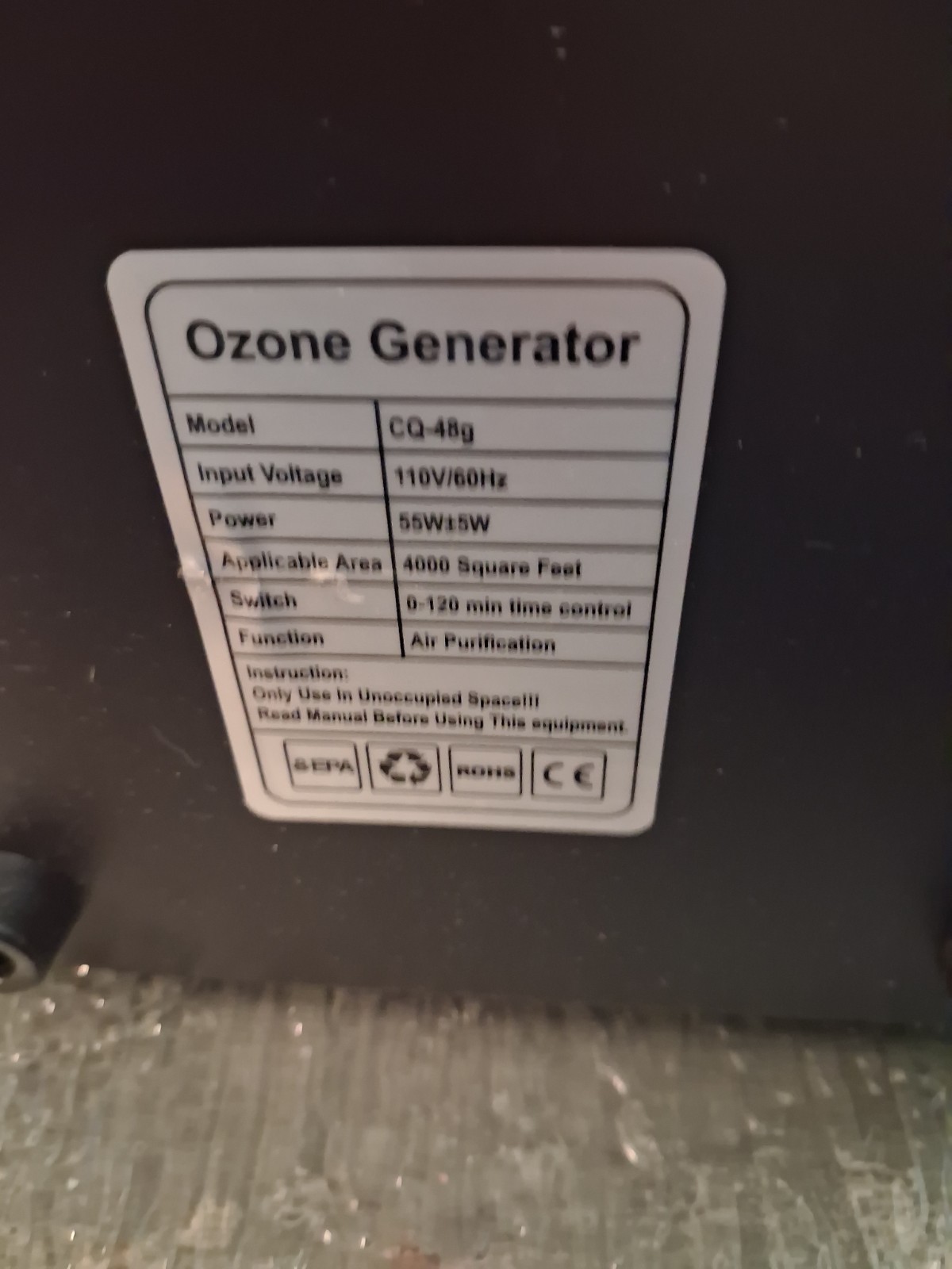 Ozone Generator Ozone Machine Odor Remover with 0-120min Timer