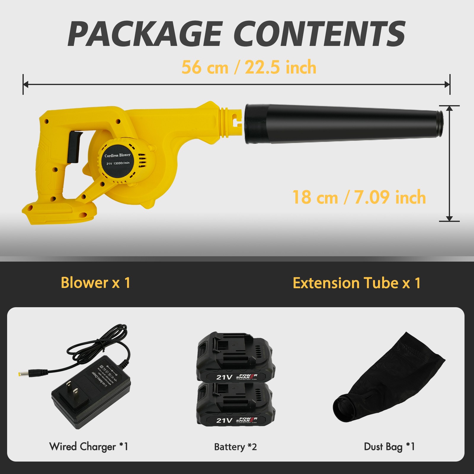 350CFM 21V 150MPH Cordless Battery Leaf Blower With 2*2.0 Ah Battery & Charger