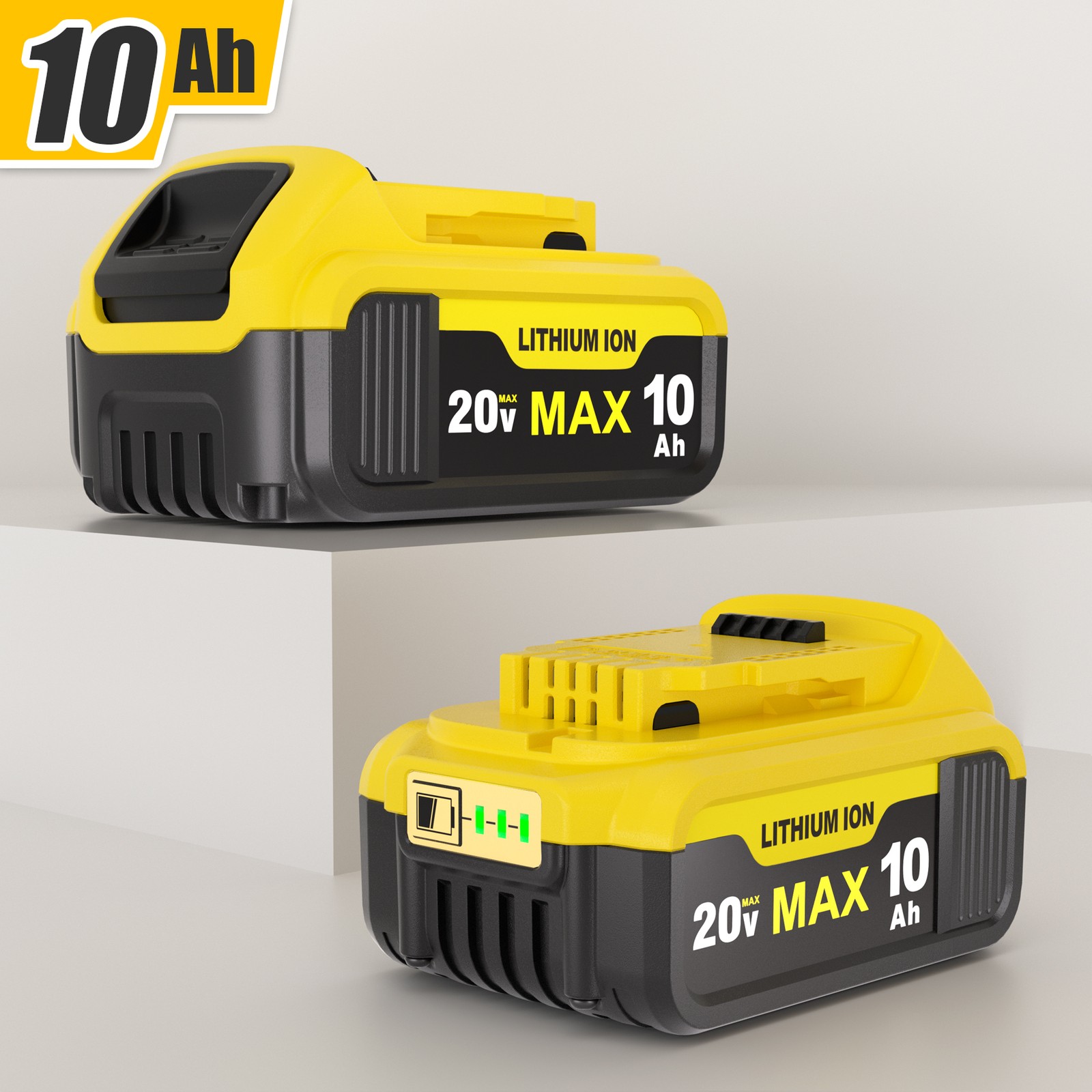 Pack For DeWalt 20V 20 Volt Max XR 10.0AH Lithium-Ion Battery DCB206-2 DCB205-2