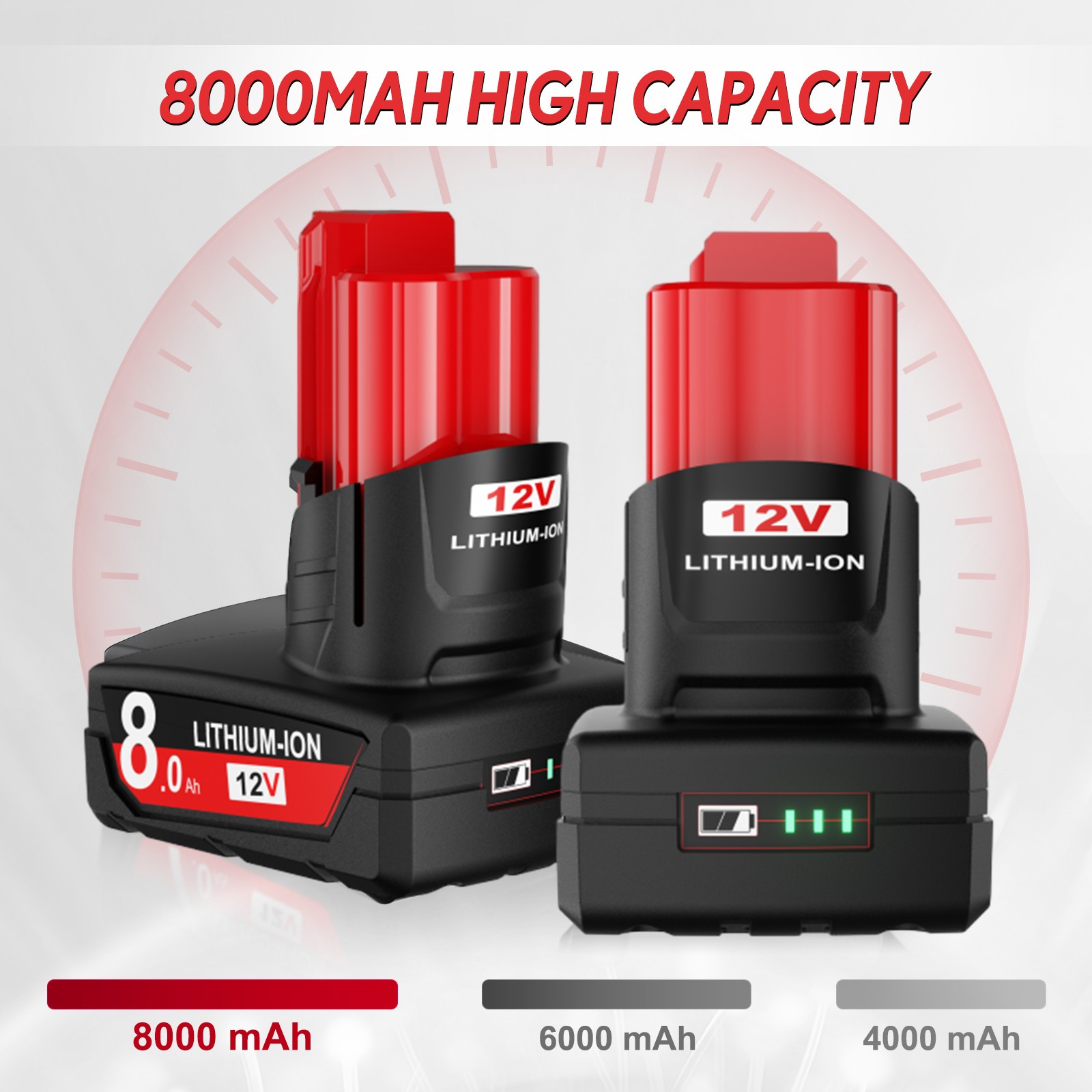1-4X 8.0ah For Milwaukee Cordless Power Tools For M12 Lithium Battery/Charger