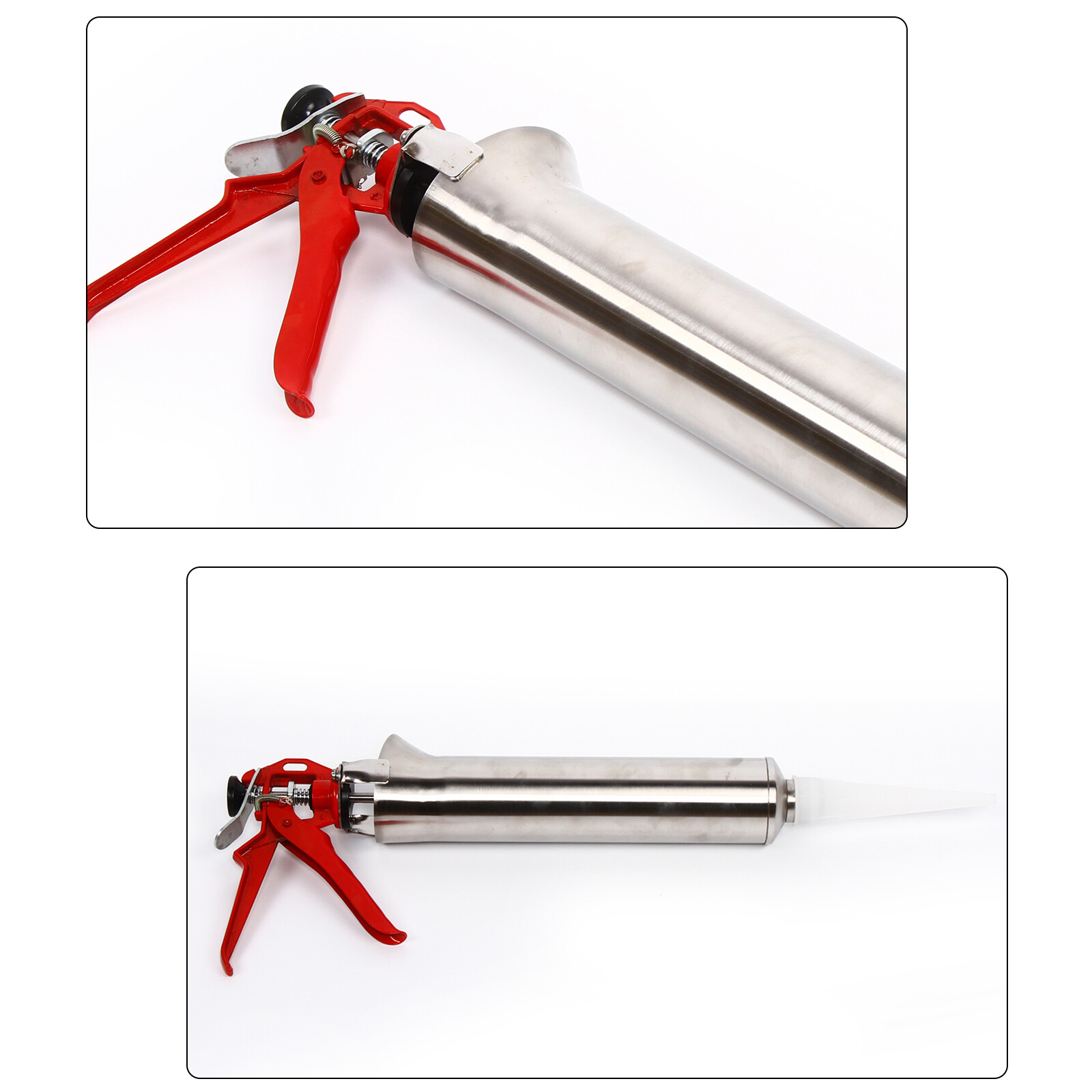 Mortar Grouting Gun Brick Pointing Tile Cement Applicator Tool 2 Nozzles Kit NEW