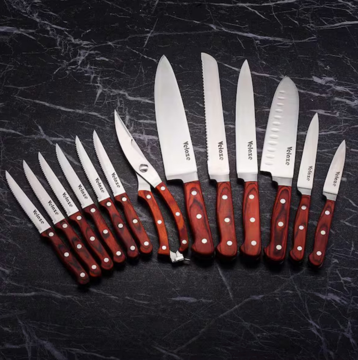 14-Piece Stainless Steel Knife Set with Wooden Block Kitchen Knife Sets