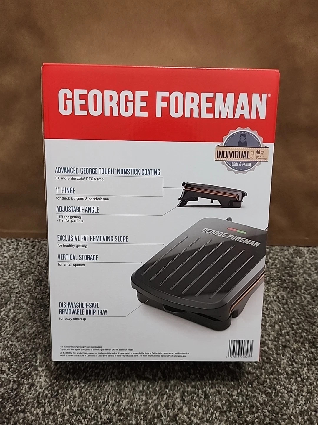 George Foreman GR012F-1TG: 2 Serving Contact Grill – Bronze & Black