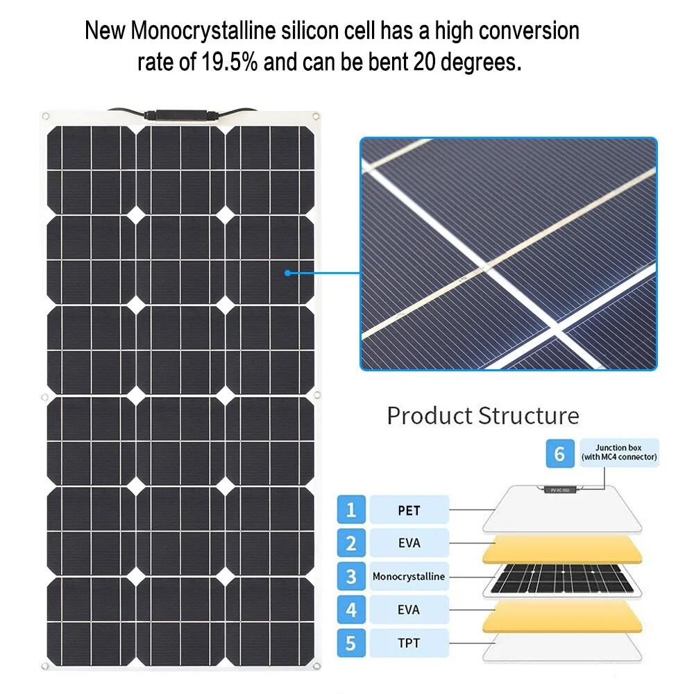 600W Flexible Solar Panel Mono 18V Portable Power Camping Home RV Battery Charge