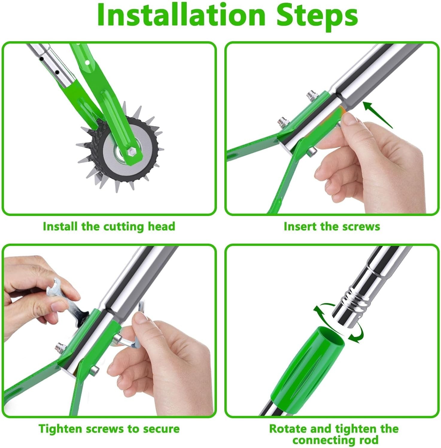 67in Wheel Rotary Lawn Edger Adjustable Stainless Steel Grass Edge Trimmer Green