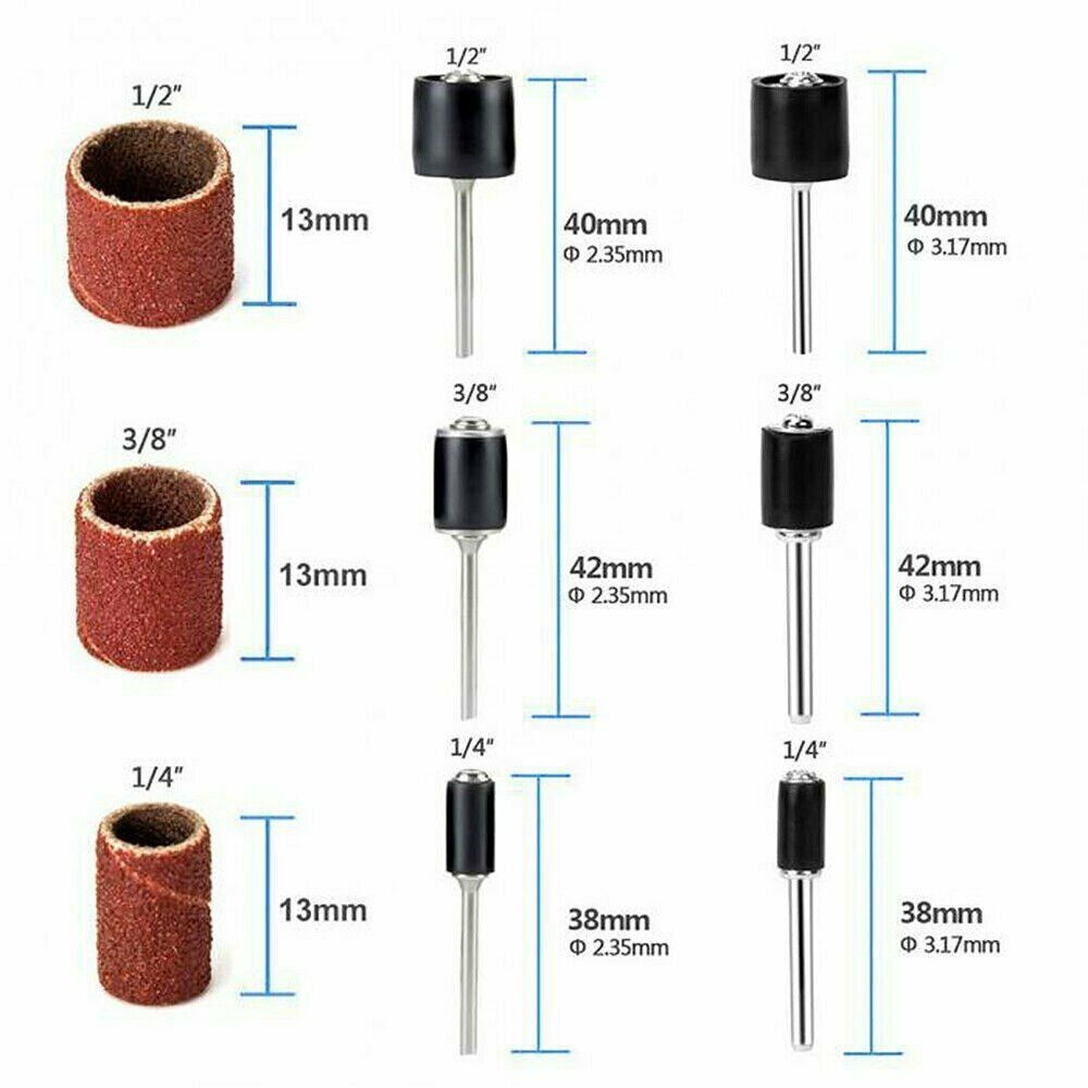 252x Sanding Drum Kit For Bits Dremel Accessories Rotary Tool For Wood Metal US