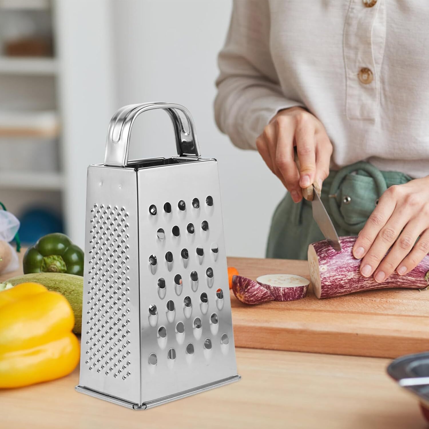 Kitchen Stainless Steel 4-Sided Box Food Grater Vegetable Cheese Slicer Shredder