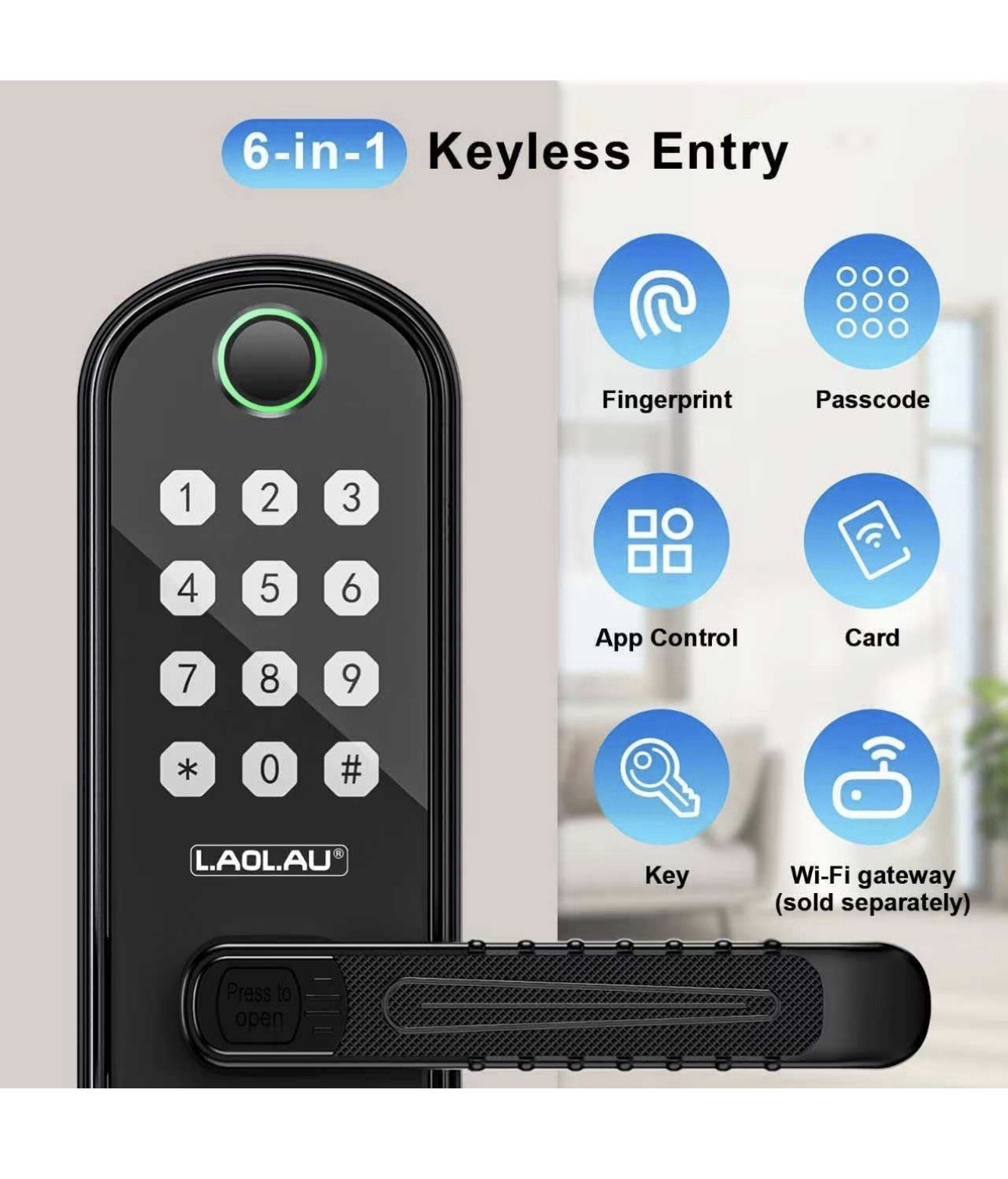 B04 Fingerprint Electronic Door Lock with Keypad and Handle – Keyless Entr