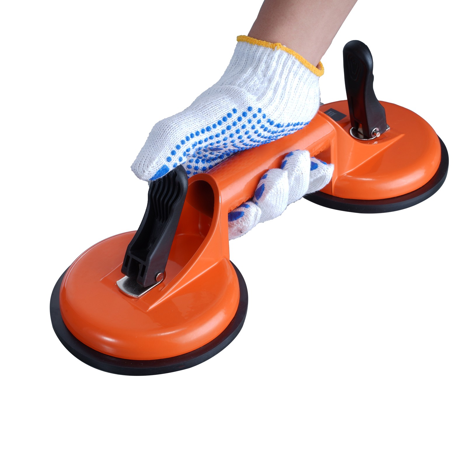 VEVOR Vacuum Suction Cup Double Glass Lifter 4.7″ 330 lbs 2 Pack Aluminum Handle