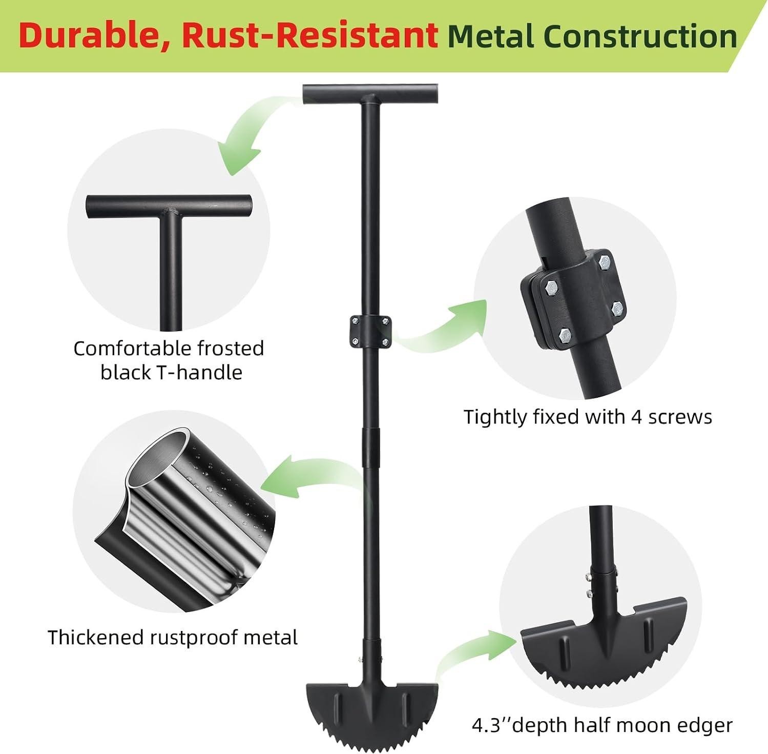 Half Moon Edger Lawn Tool – Heavy Duty Saw Tooth Manual Edgers with Sharp Blade