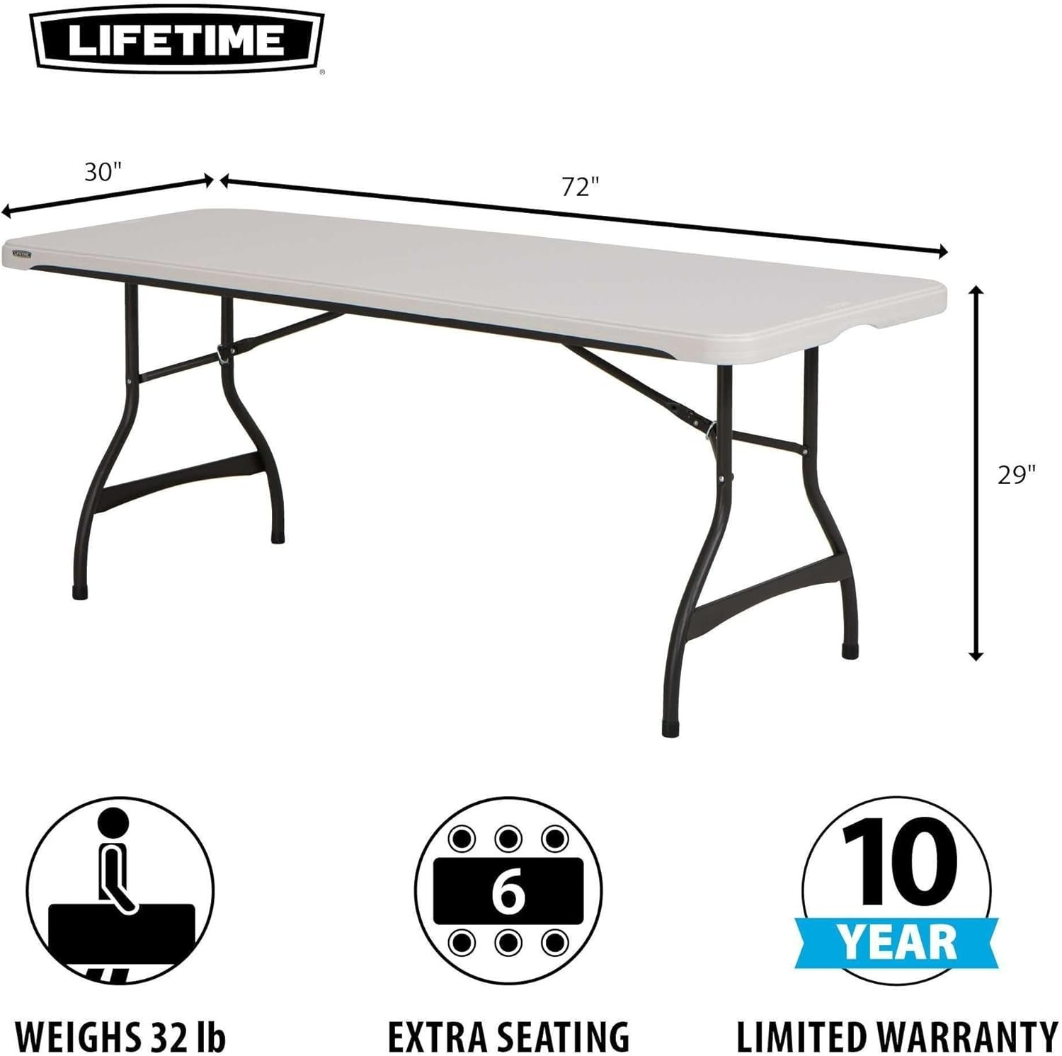 6 Foot Commercial Nesting Folding Table Almond Color