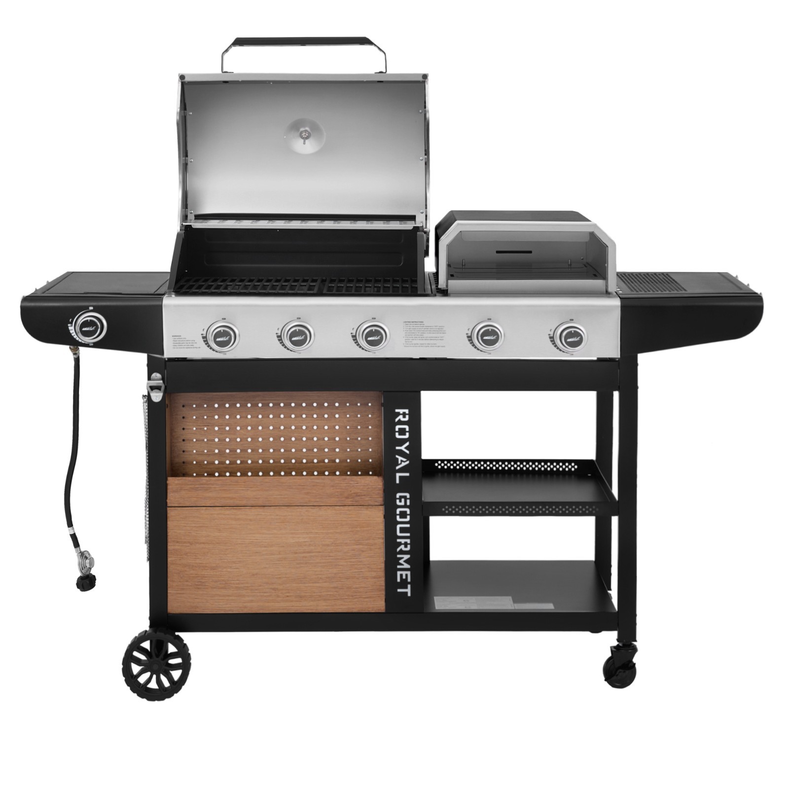Royal Gourmet Premium Gas Grill and Pizza Oven Combo, with Side Burner