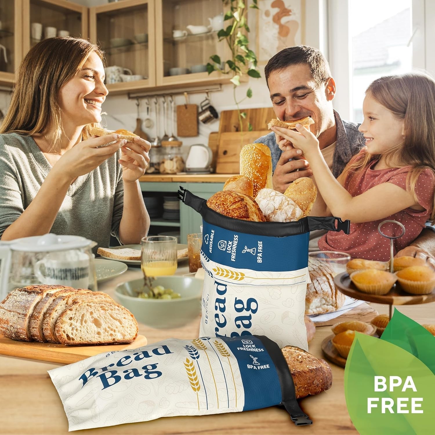 2 Pack Extra Large Reusable Bread Bags for Ultimate Freshness & Storage