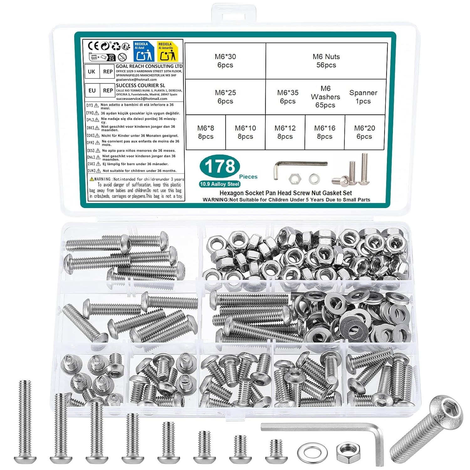M2 M3 M4 M5 M6 M8 Hex Socket Button Head Cap Screw Bolts Nuts Assortment Kits