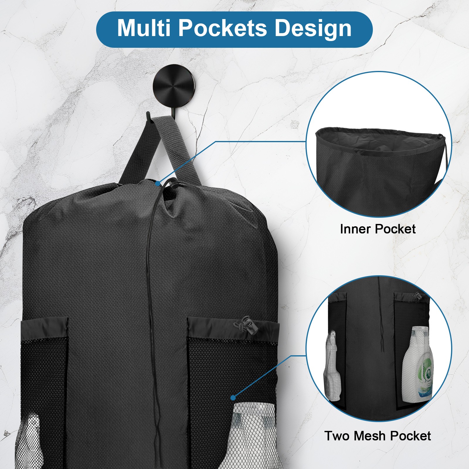 120L Large Laundry Bag Backpack with Straps & Two Mesh Pockets for College Dorm