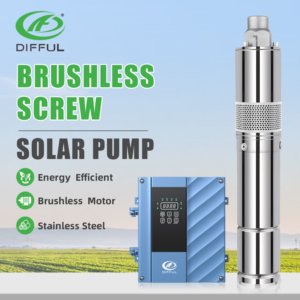 [US Stock] 1100W Solar Bore Well Pump 72V DC/AC Hybrid Submersible Pump 180m