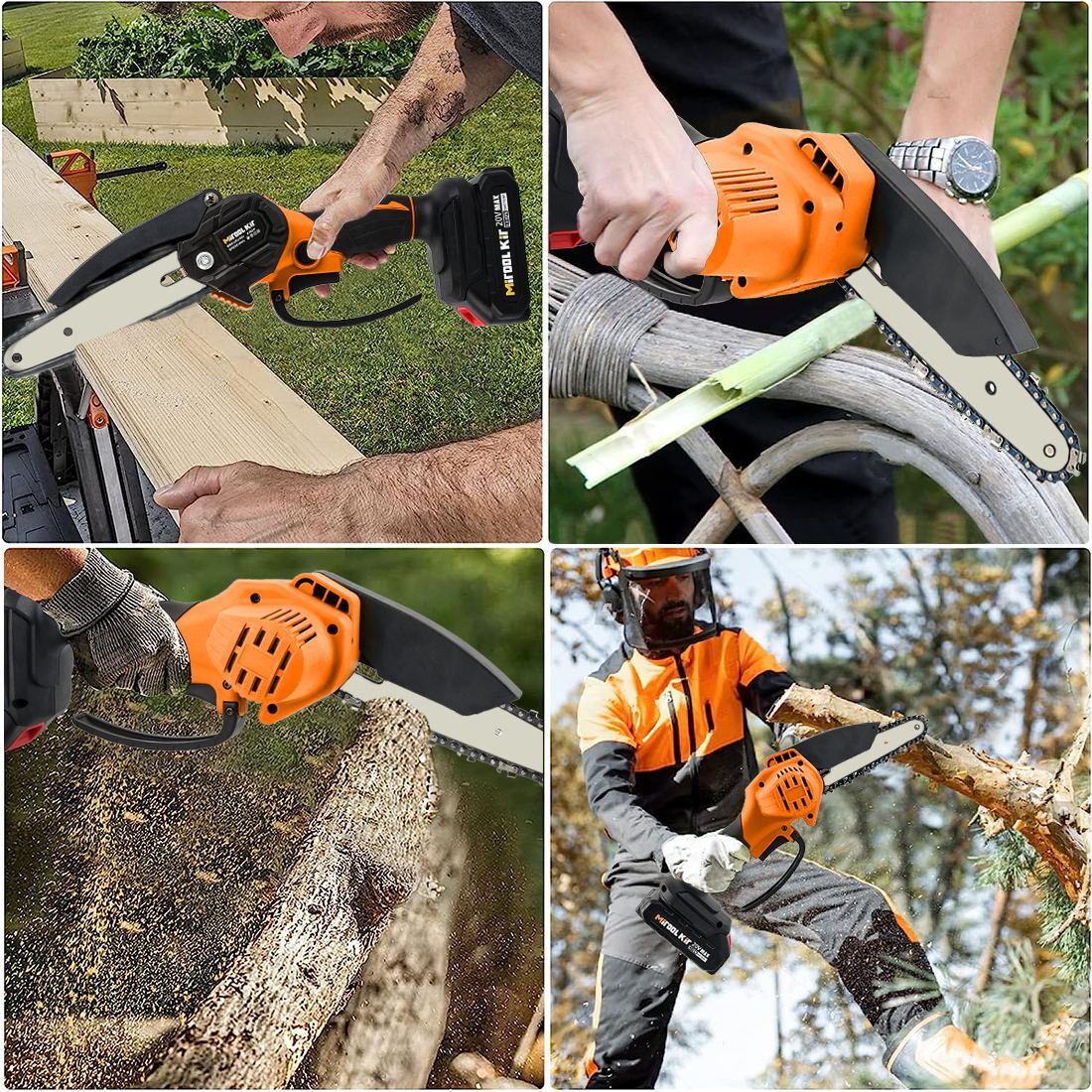 6 Electric Mini Chainsaw 20V Handheld Cordless Wood Cutter w/ Battery 2 Chain
