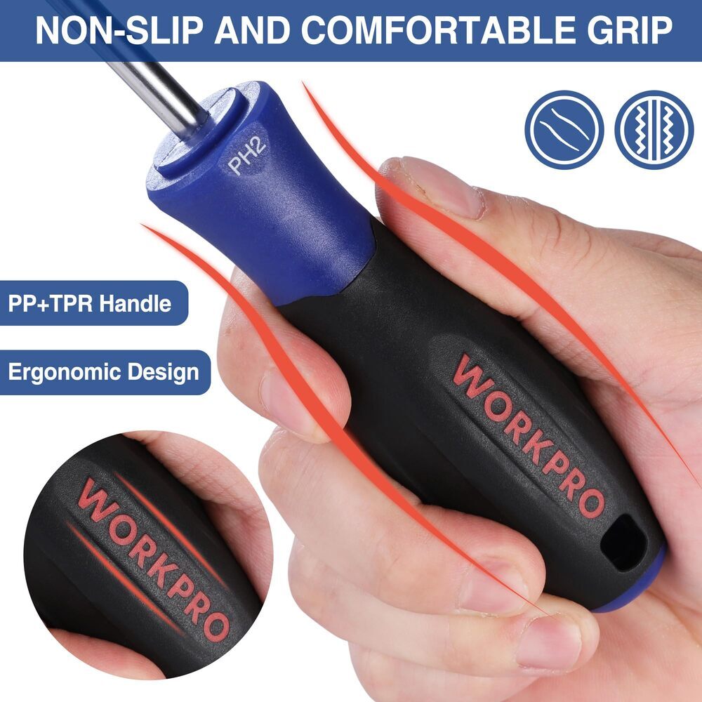 WORKPRO Magnetic Screwdriver Set 10-Piece Flat Head Phillips Slotted Screwdriver
