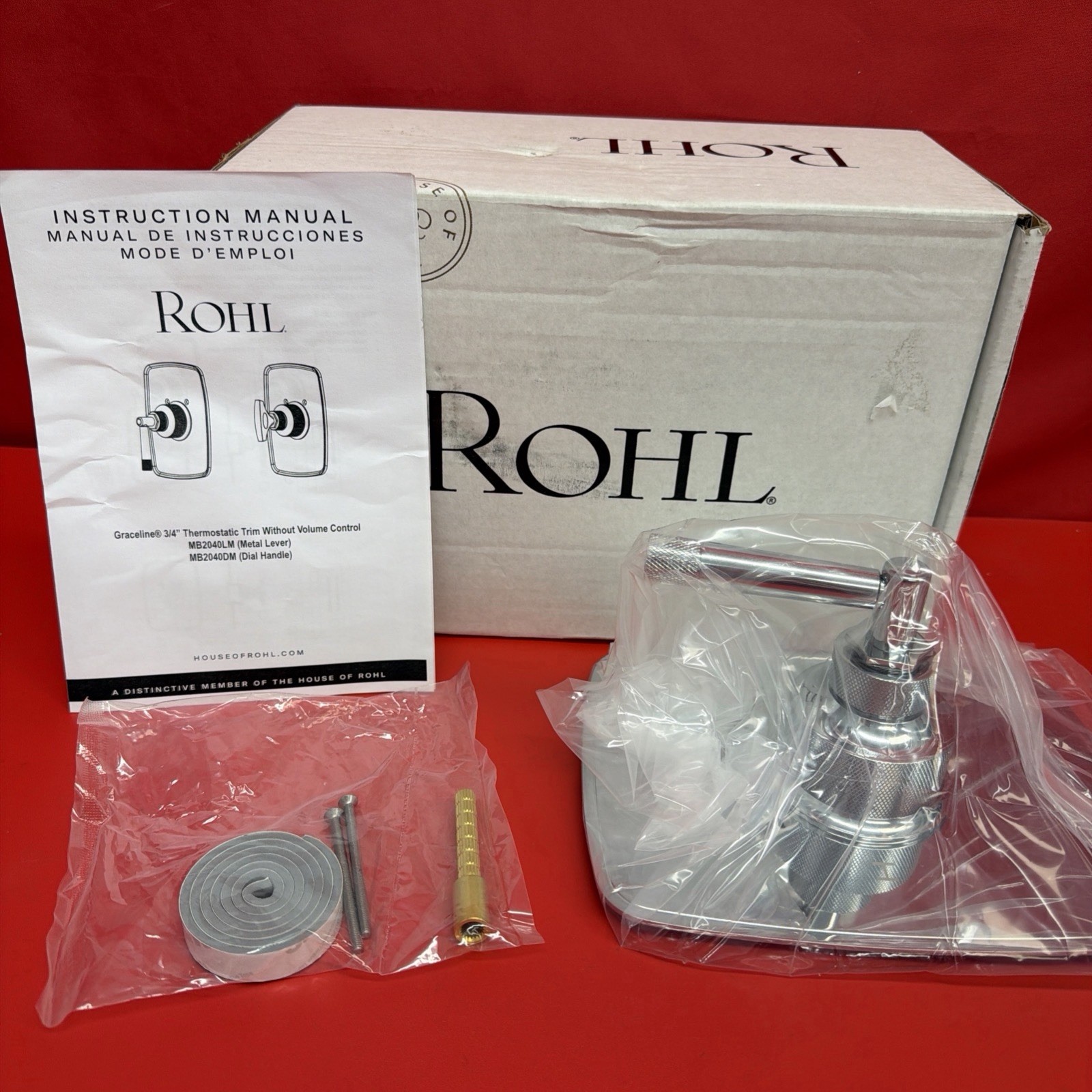 Rohl Graceline Thermostatic Shower Trim Polished Chrome Knurled MB2040NLMAPC