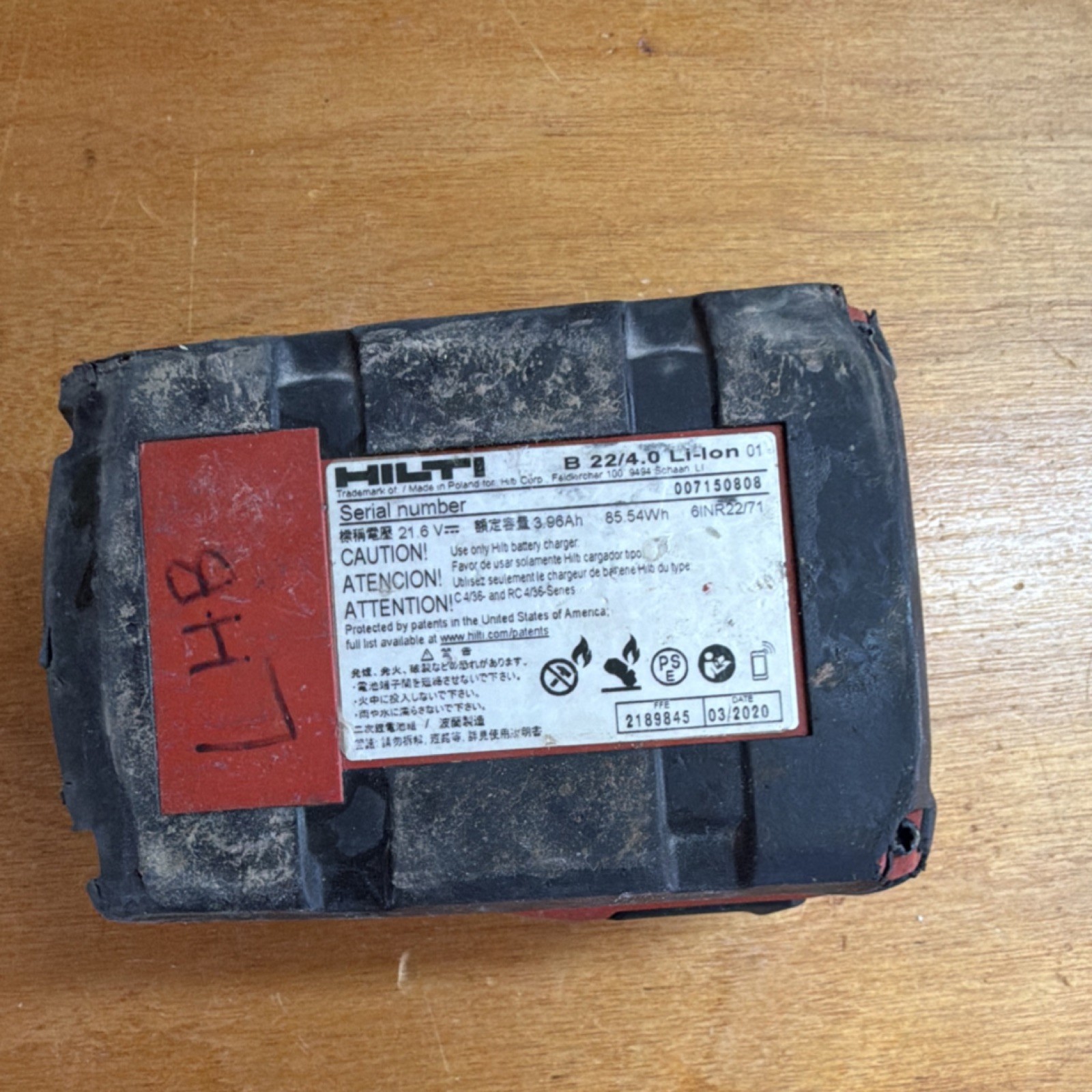 Hilti B 22/4.0 Li-Ion 21.6V 4.0Ah CPC Power Tool Battery Pack Red