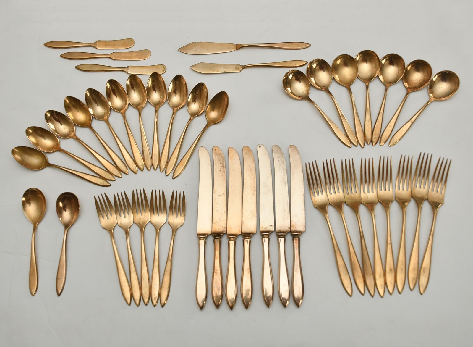 DIRILYTE Dirigold – Gold Toned Finish Regal Flatware Sweden – Set of 45 Pieces