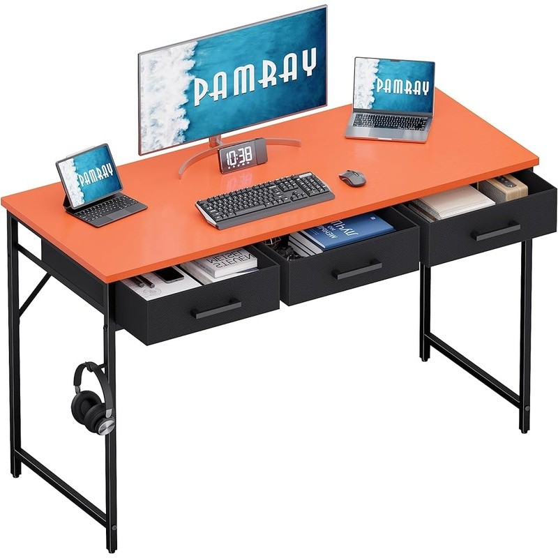 Compact Computer Desk W/ 2 Drawers Small Spaces Home Office Study Elegant Design