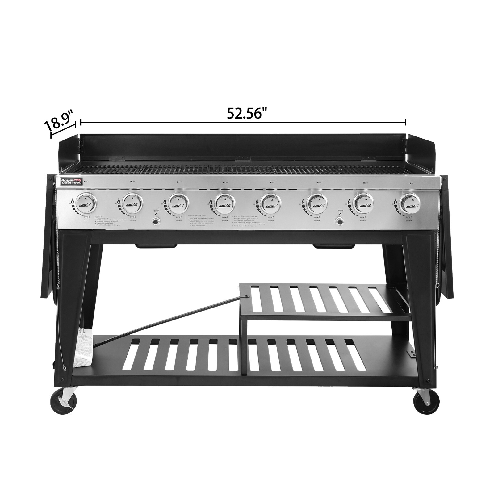 Royal Gourmet Large Event 8-Burner Propane Gas Grill Outdoor Backyard BBQ Party