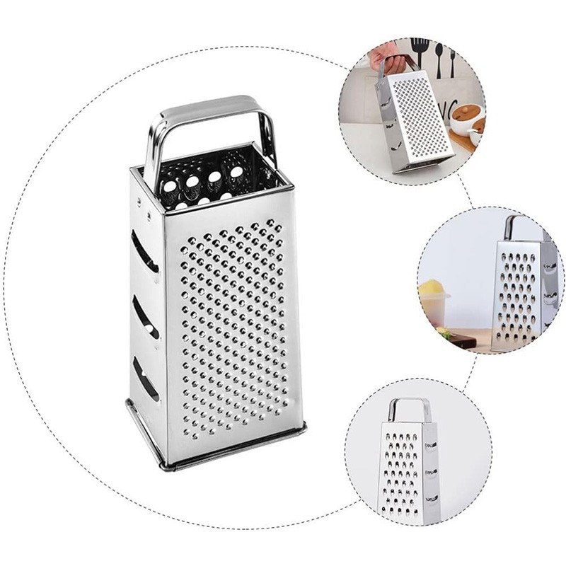 Kitchen Stainless Steel 4-Sided Box Food Grater Vegetable Cheese Slicer Shredder