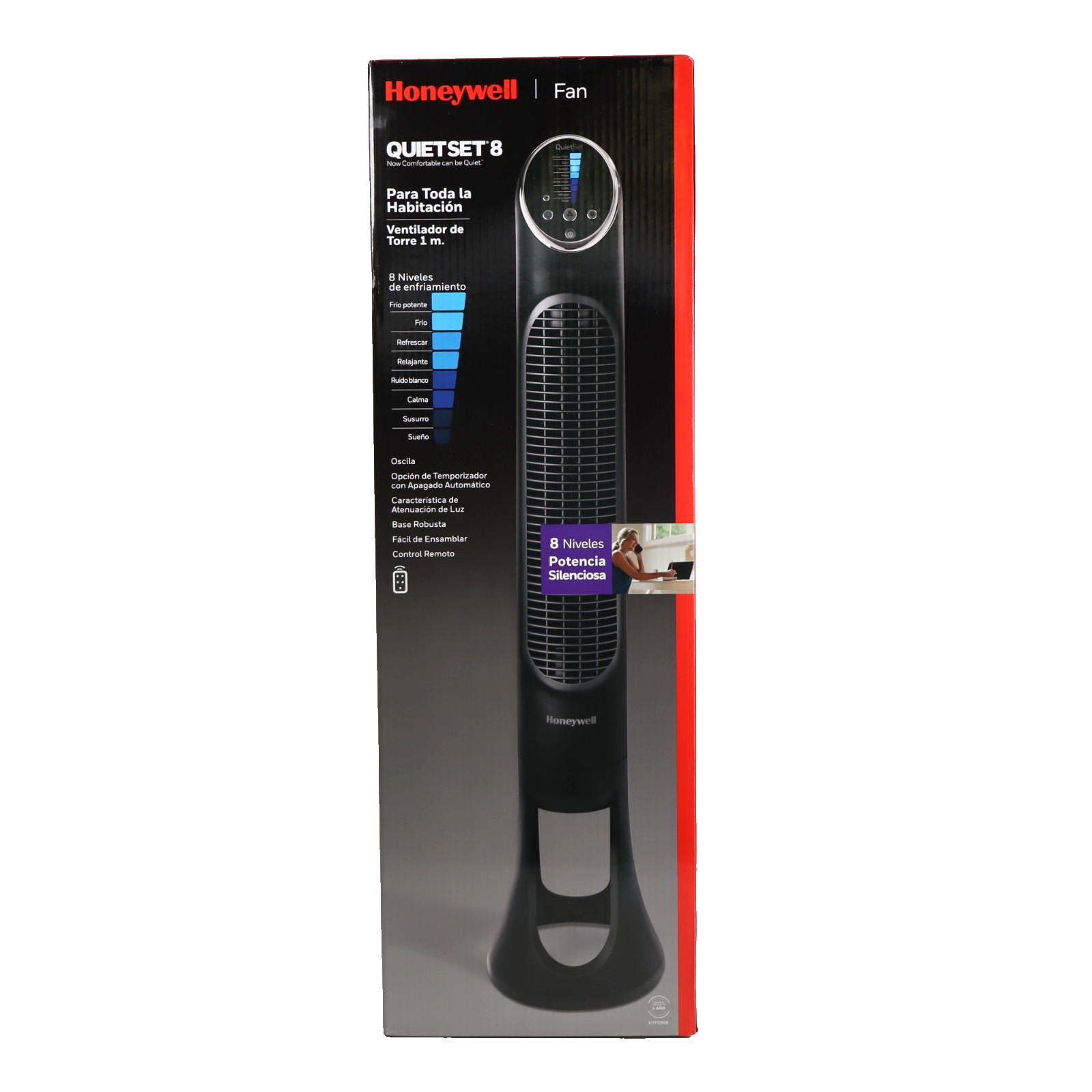 Honeywell 40″ Oscillating Tower Fan, 30ft Air Circulation Power, 8 Speed HYF290B