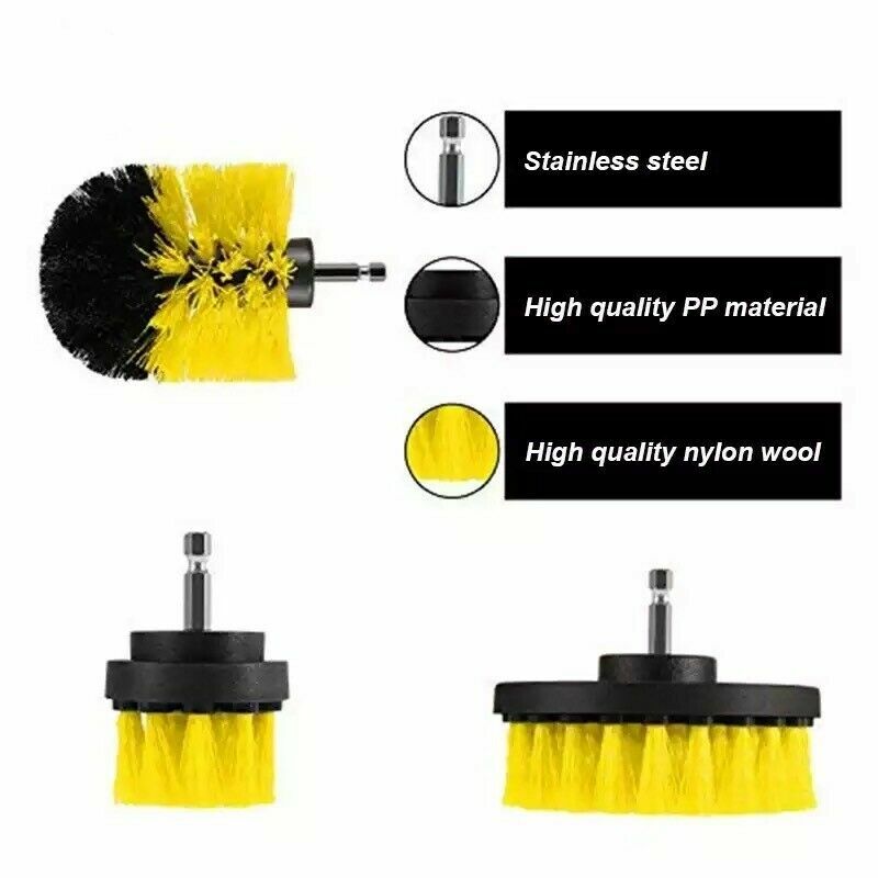 3PCS Drill Brush Power Scrubber Drill Attachments For Carpet Tile Grout Cleaning