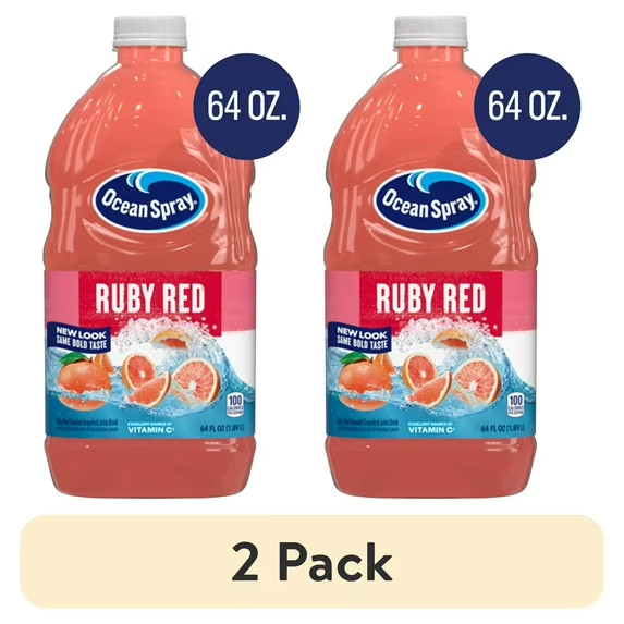 Ocean Spray Ruby Red Grapefruit Juice Drink, 64 fl oz Bottle (2 pack)