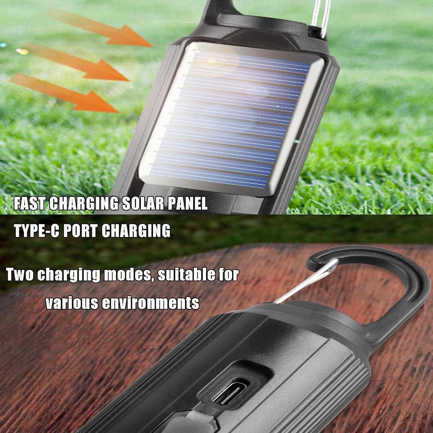 Solar Tent Lights Outdoor USB Rechargeable Led Camping Lantern Hanging Bulb Hook