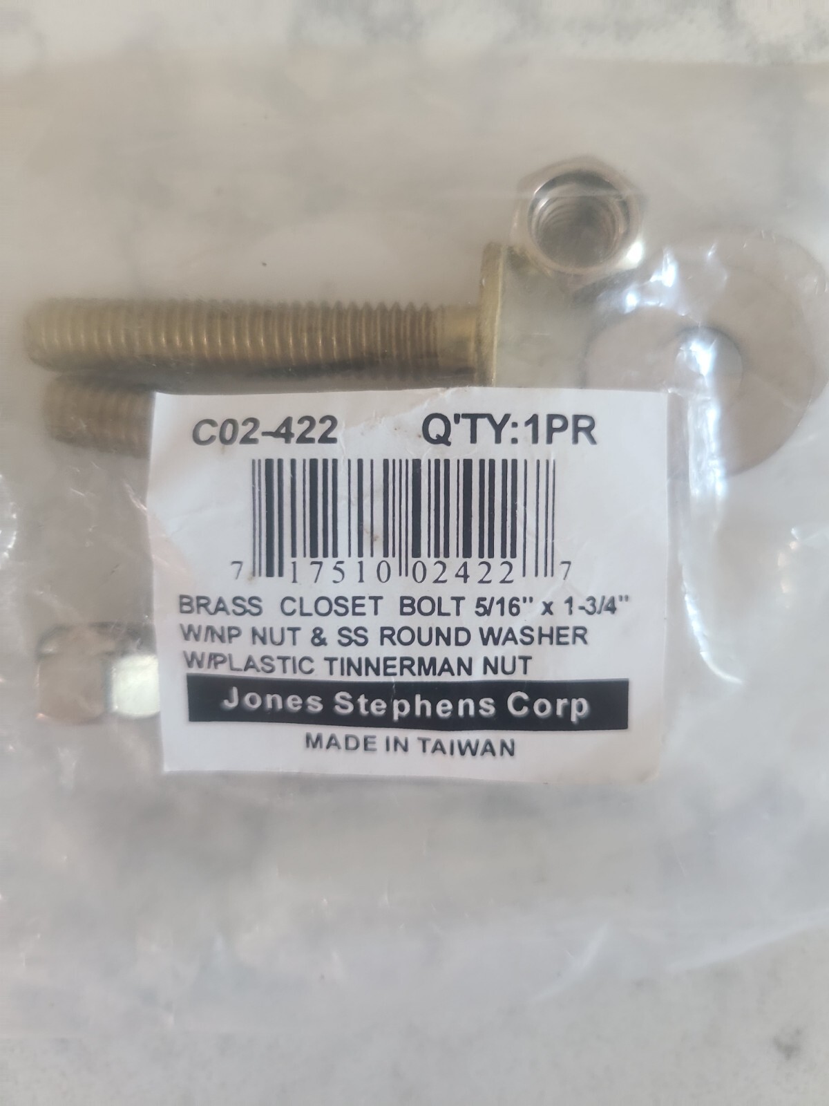 3 Pks 5/16″& 1/4″Jones Stephens Solid Brass Closet Bolts Toilet to Flanges