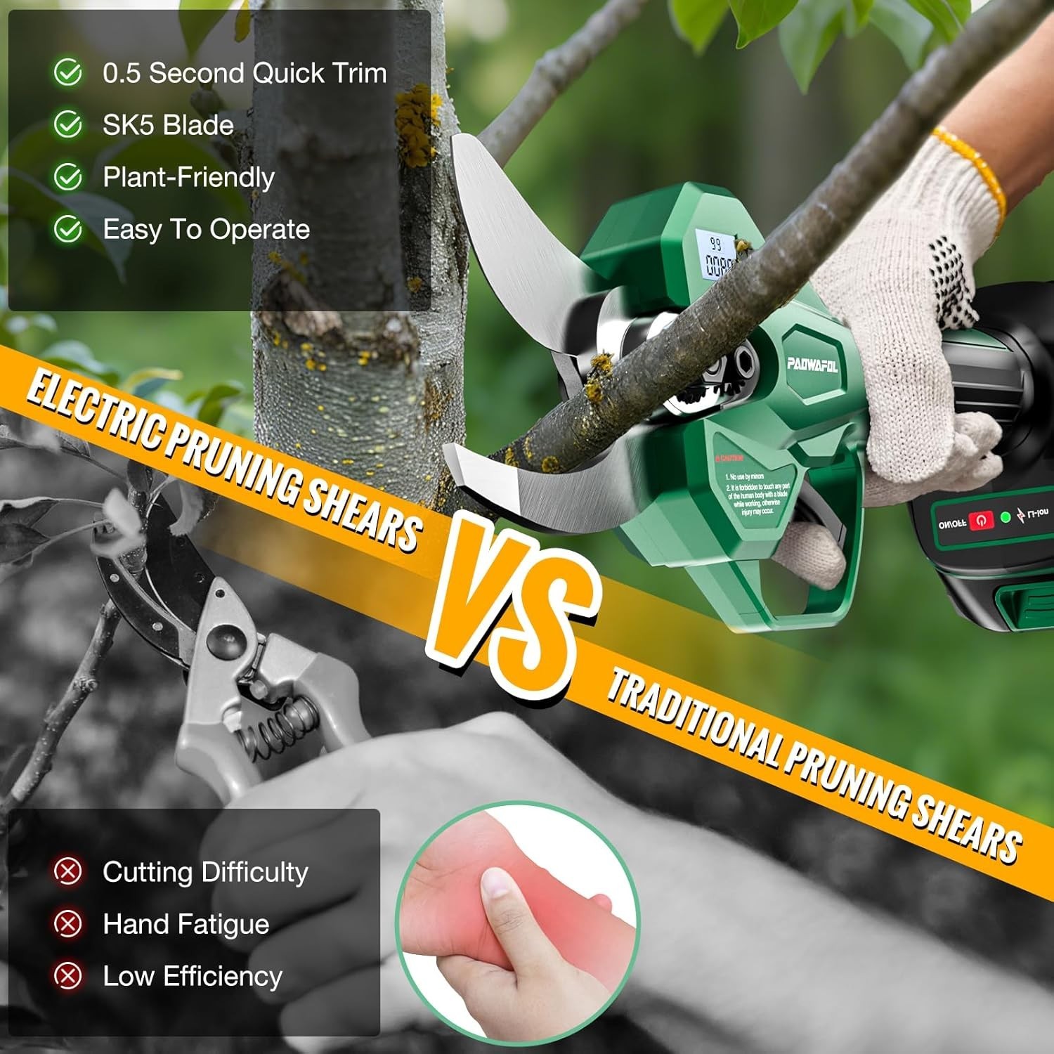 Lightweight 1.6 lbs Pruning Shears with Safety Feature – Perfect for All Users
