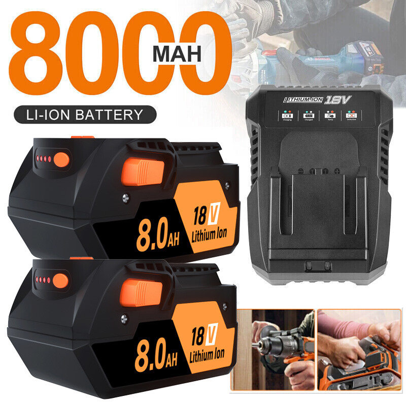 PACK For Ridgid R840087 8.0Ah Lithium Battery Rigid 18 Volt R840085 Power Tools
