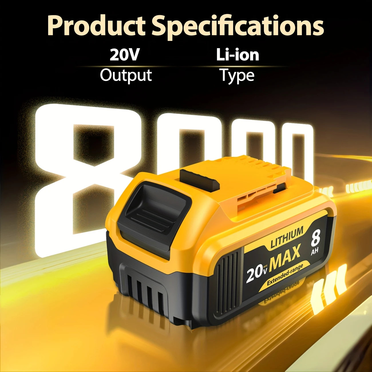 2-Pack 8.0Ah 20V Replacement Li-Ion Battery for Dewalt Cordless Tools – Compatib