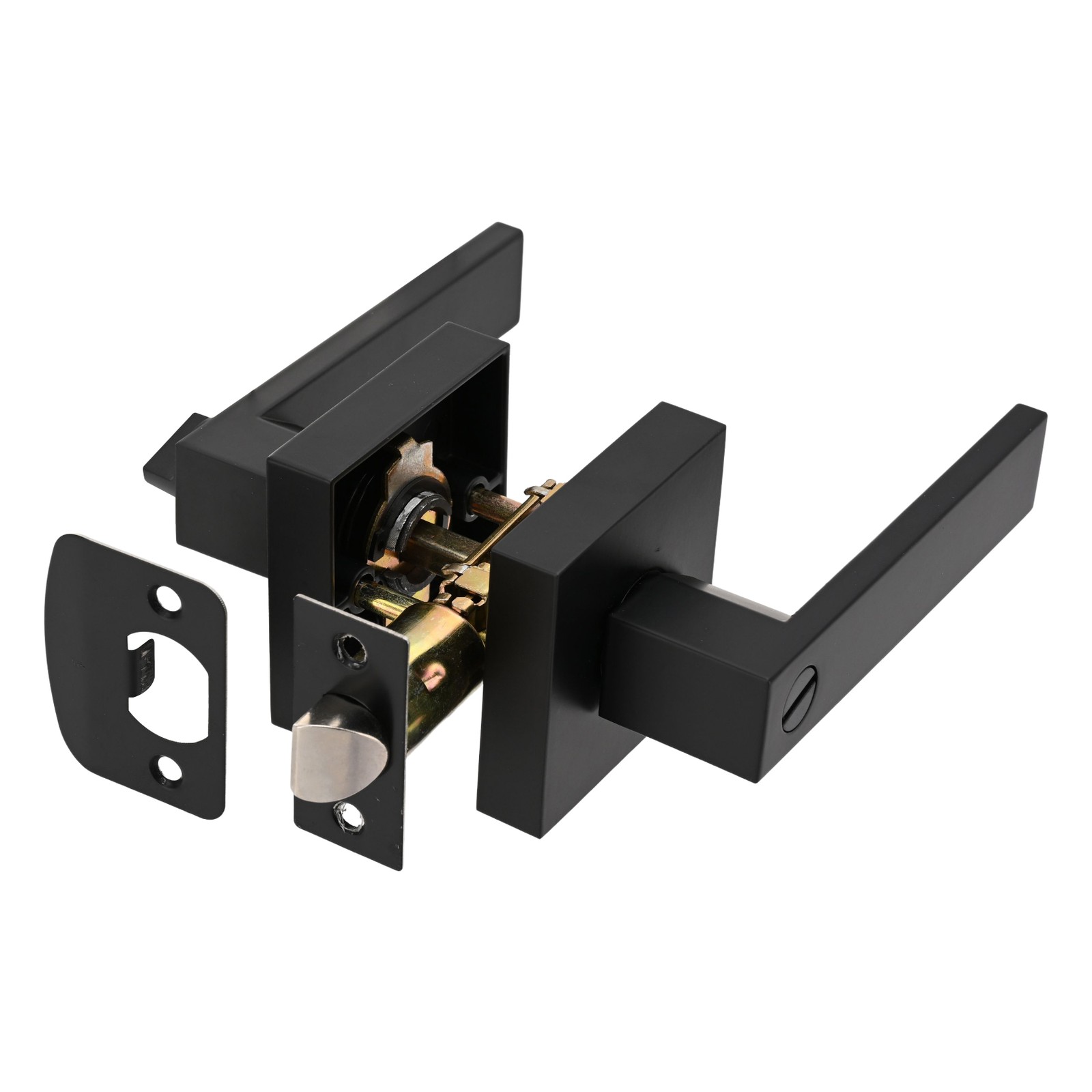 4x Universal Matte Black Square Door Lever Handle Privacy Passage Interior Lock