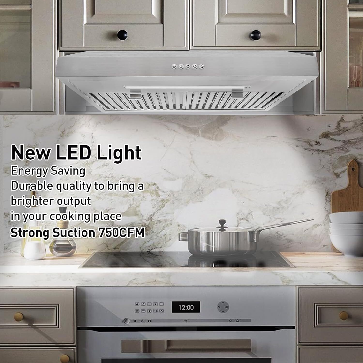VESTA Chicago 750CFM Powerful 30” Under Cabinet Range Hood