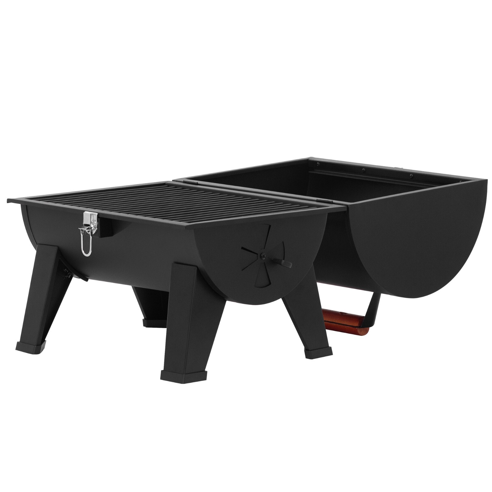 Royal Gourmet Portable Charcoal Grill with Two Side Cooking Area Outdoor, Black