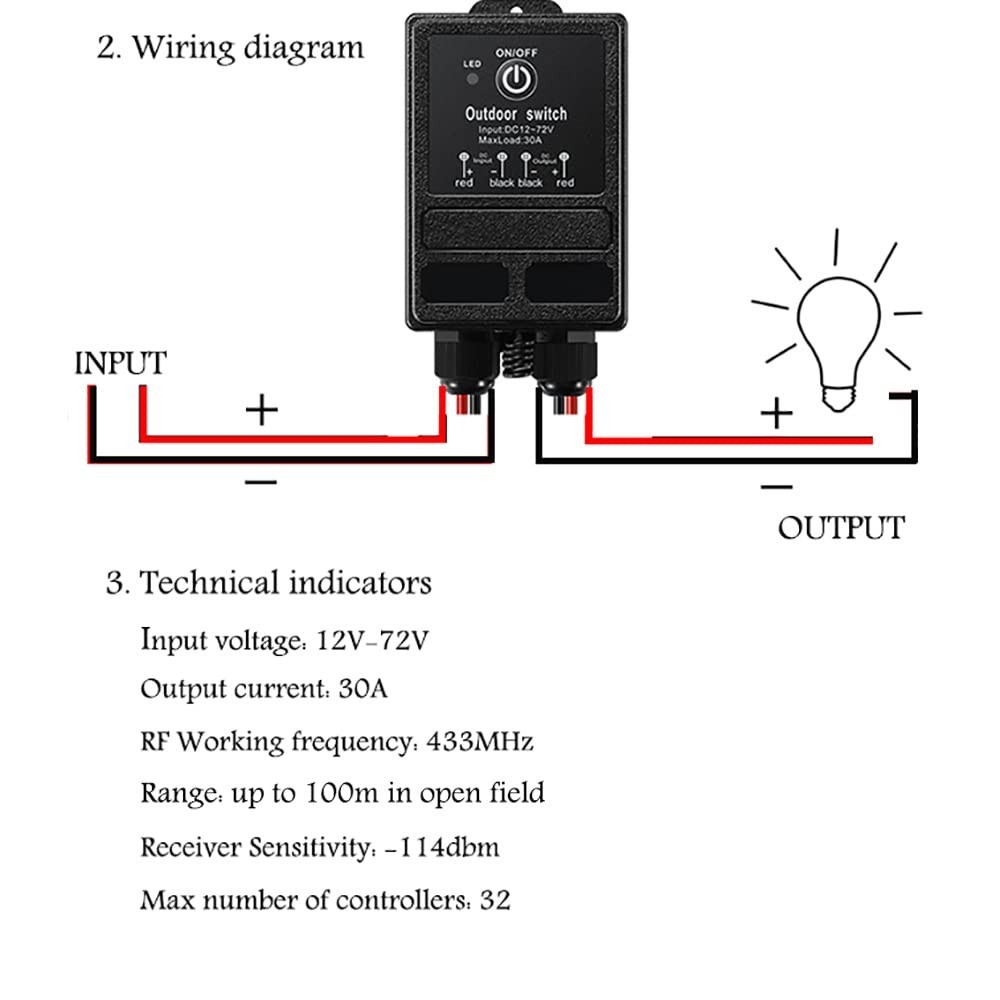DC12V Waterproof Remote Control Relay Switch,984Ft Long Range Wireless Remote Sw