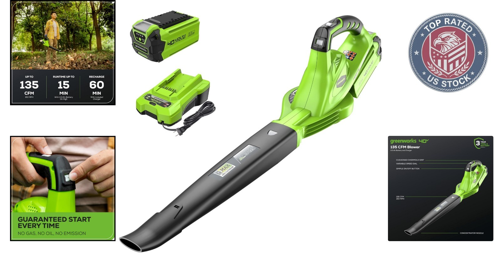 40V Leaf Blower/Sweeper – 150 MPH, 135 CFM, Perfect for Quick Yard Cleanup