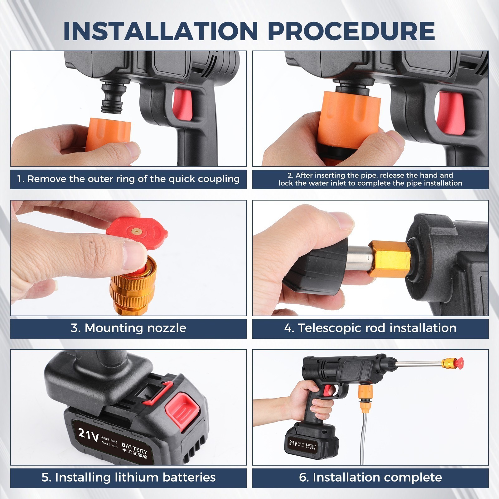 High Pressure Car Washer Cleaner For balconies decks US Cordless Portable 70 dB