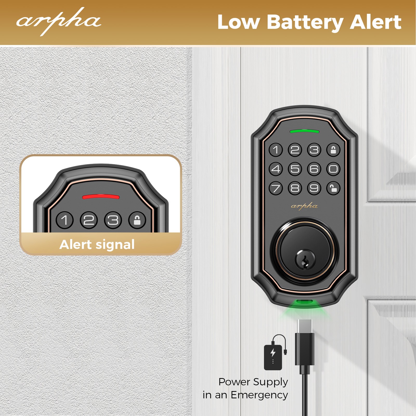ARPHA Keyless Smart Door Lock Entry Keypad Deadbolt Anti-Peeping Auto Lock D180