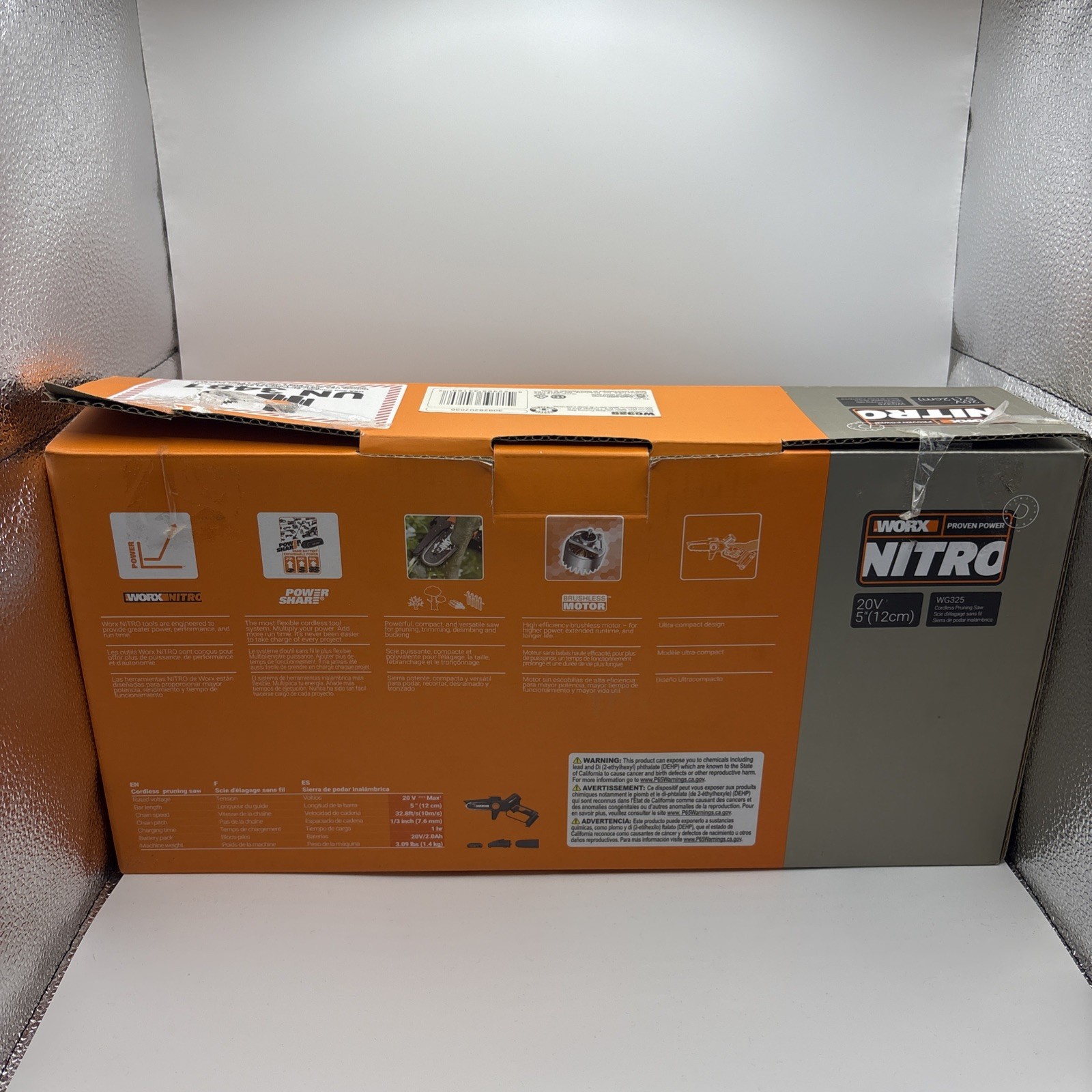 Worx Nitro 20V Brushless 5″ Pruning Saw-WG325 BRAND NEW OPEN BOX NEVER USED