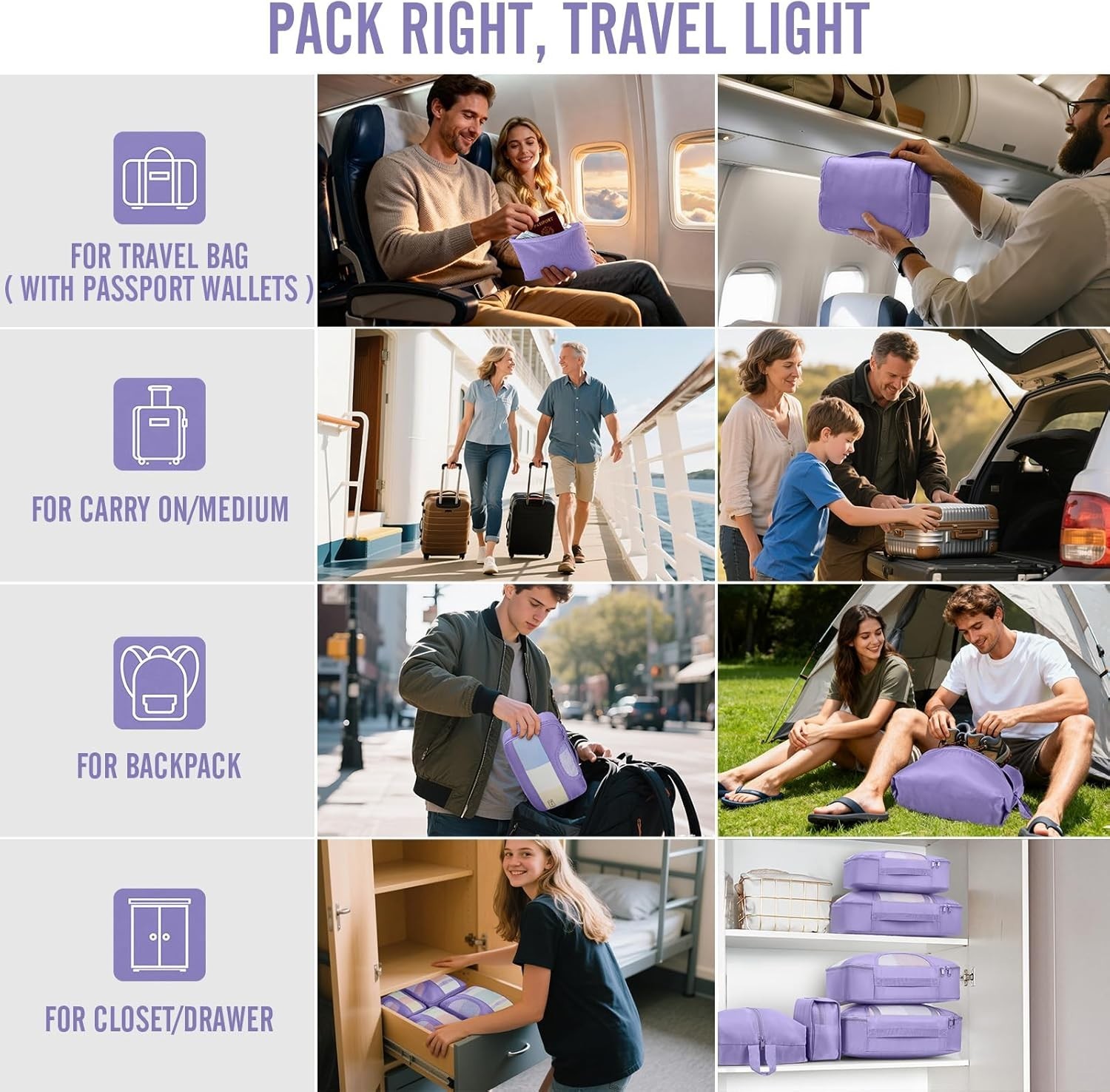 10-Piece Lightweight Packing Cube Set with Laundry Bag for Effortless Travel