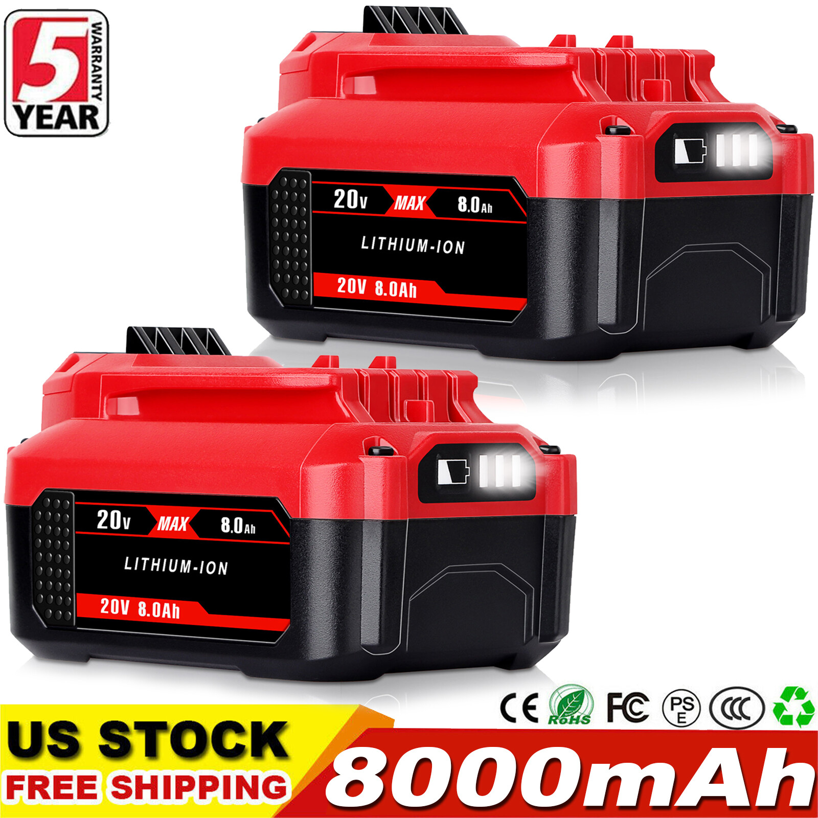 For Craftsman V20 20V MAX 8Ah / 6Ah Lithium-ion Battery CMCB204 CMCB202 CMCB201