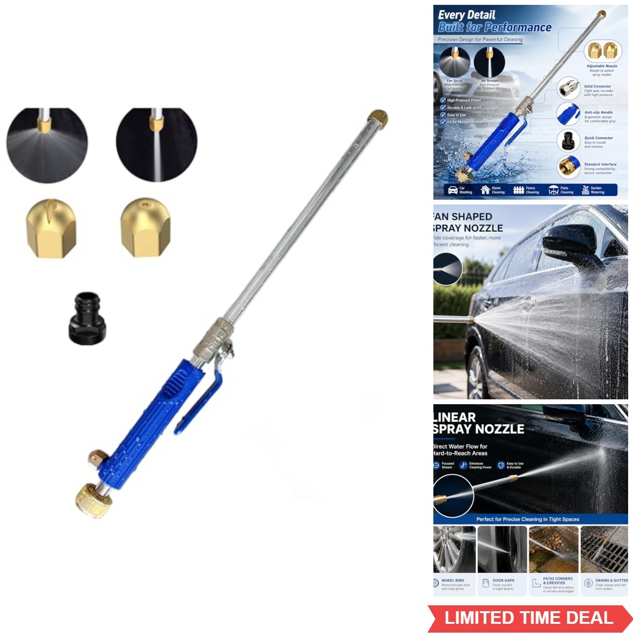Pressure Washer Wand Jet Nozzle 2 Spray Tips Garden Hose Attachment Car Cleaning