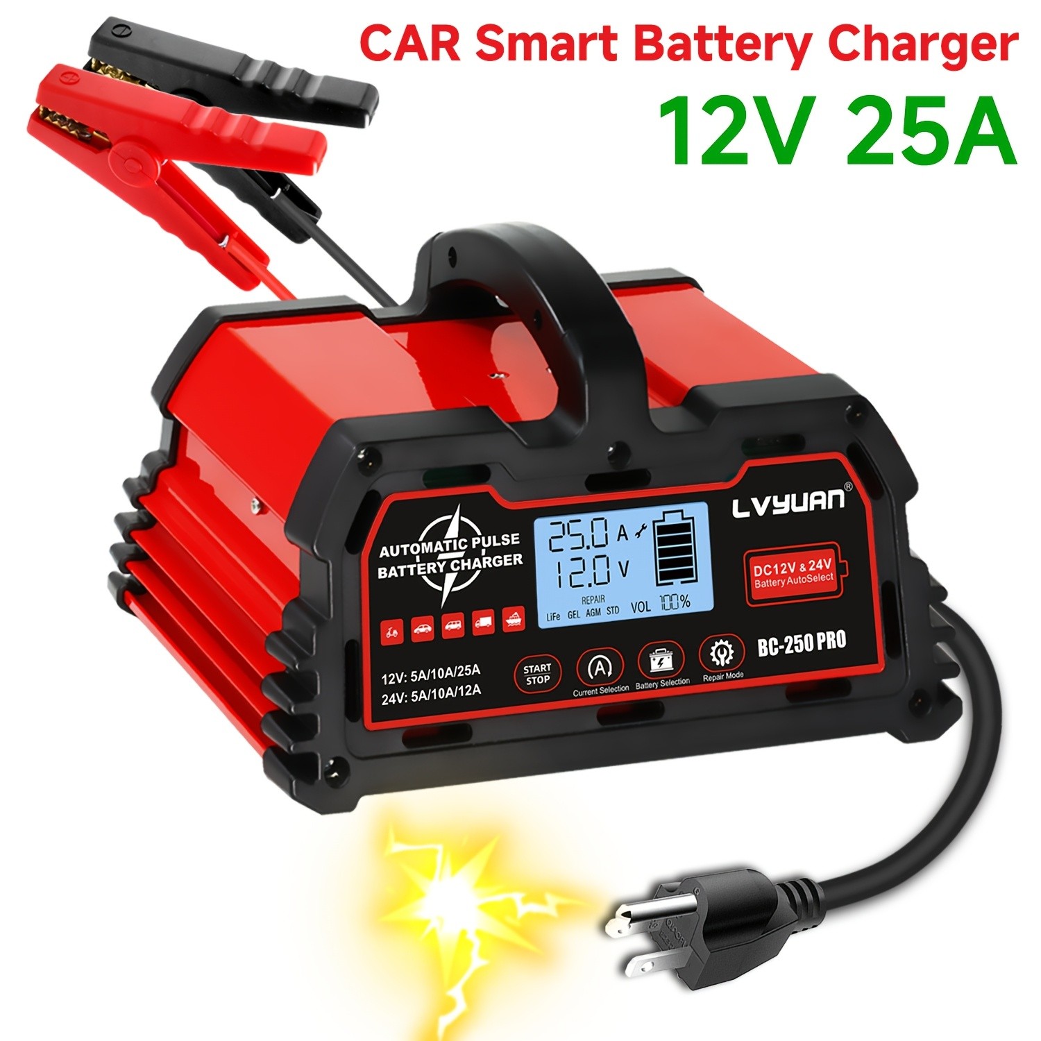12V25A 24V12A Battery Charger (Not Car Jump Starter), Lifepo4 Lea